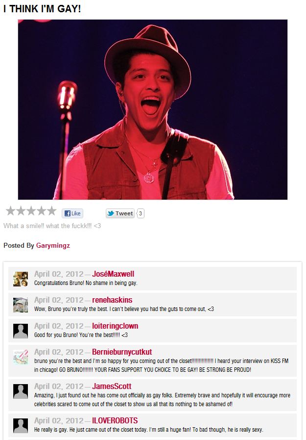 Bruno Mars gay.