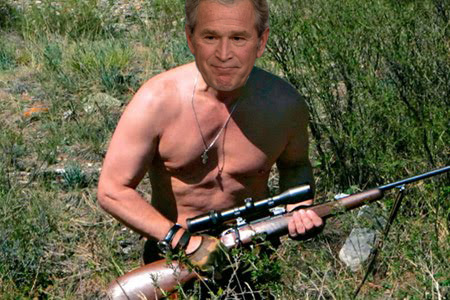 Future President George Bush a-huntin' them Reds