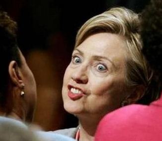 File Photo: Hillary Clinton shows dominance by gnashing her teeth.