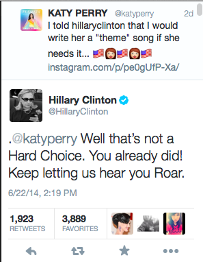 Katy Perry tempts Hillary Clinton with prideful load