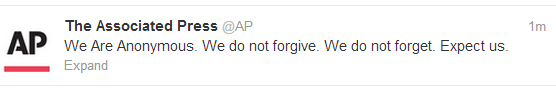 An enraged employee of the Associated Press tweeted support for Anonymous.